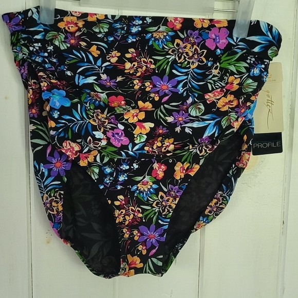 Gottex Floral High Waist Swim Bottom with Side Shirring - Picture 2 of 10